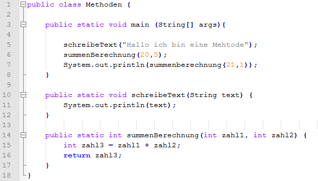 Methoden und Parameter