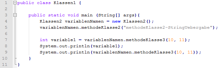 Methoden und Parameter Klasse1